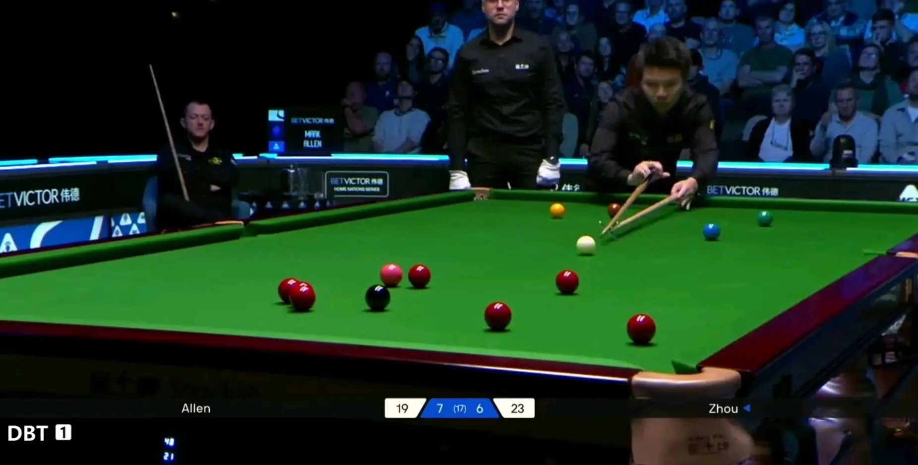 颗彩球阶段, 母球落入红